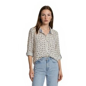 Tommy Hilfiger Roll Tab Shirt Top Blouse Womens Size XXL Terrier Dog 100% Cotton